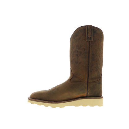 Jama Old West BSM1904 Mens Brown Wide Nubuck Slip On Cowboy Western Boots