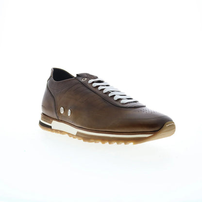 Di Bianco Daytona Mens Brown Leather Lace Up Lifestyle Sneakers Shoes