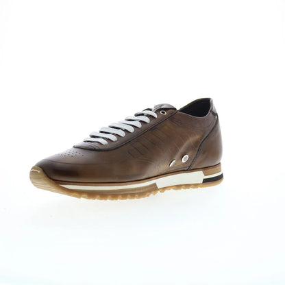 Di Bianco Daytona Mens Brown Leather Lace Up Lifestyle Sneakers Shoes