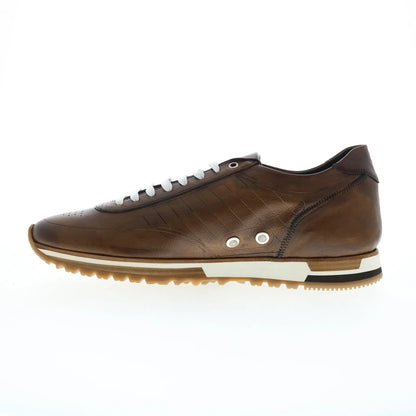 Di Bianco Daytona Mens Brown Leather Lace Up Lifestyle Sneakers Shoes