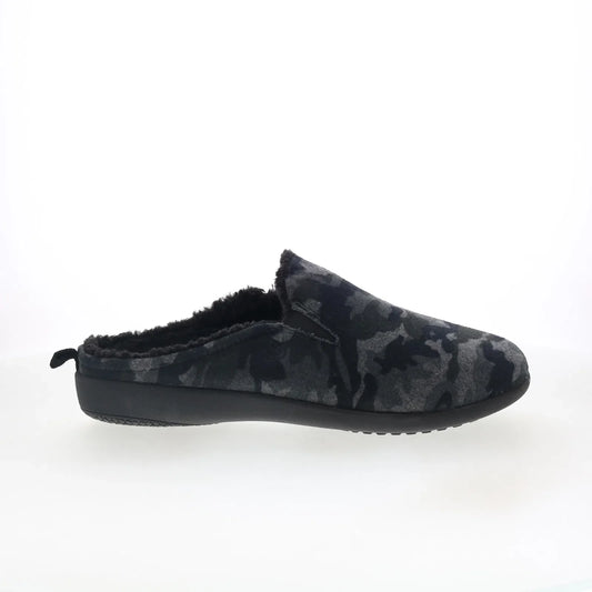 Spenco Dundee Wool SP2003BCM Mens Black Wide Suede Clogs Slippers Shoes