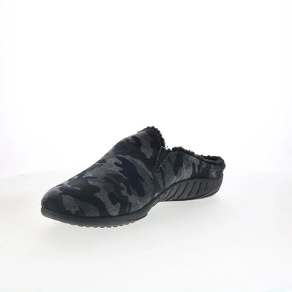 Spenco Dundee Wool SP2003BCM Mens Black Wide Suede Clogs Slippers Shoes