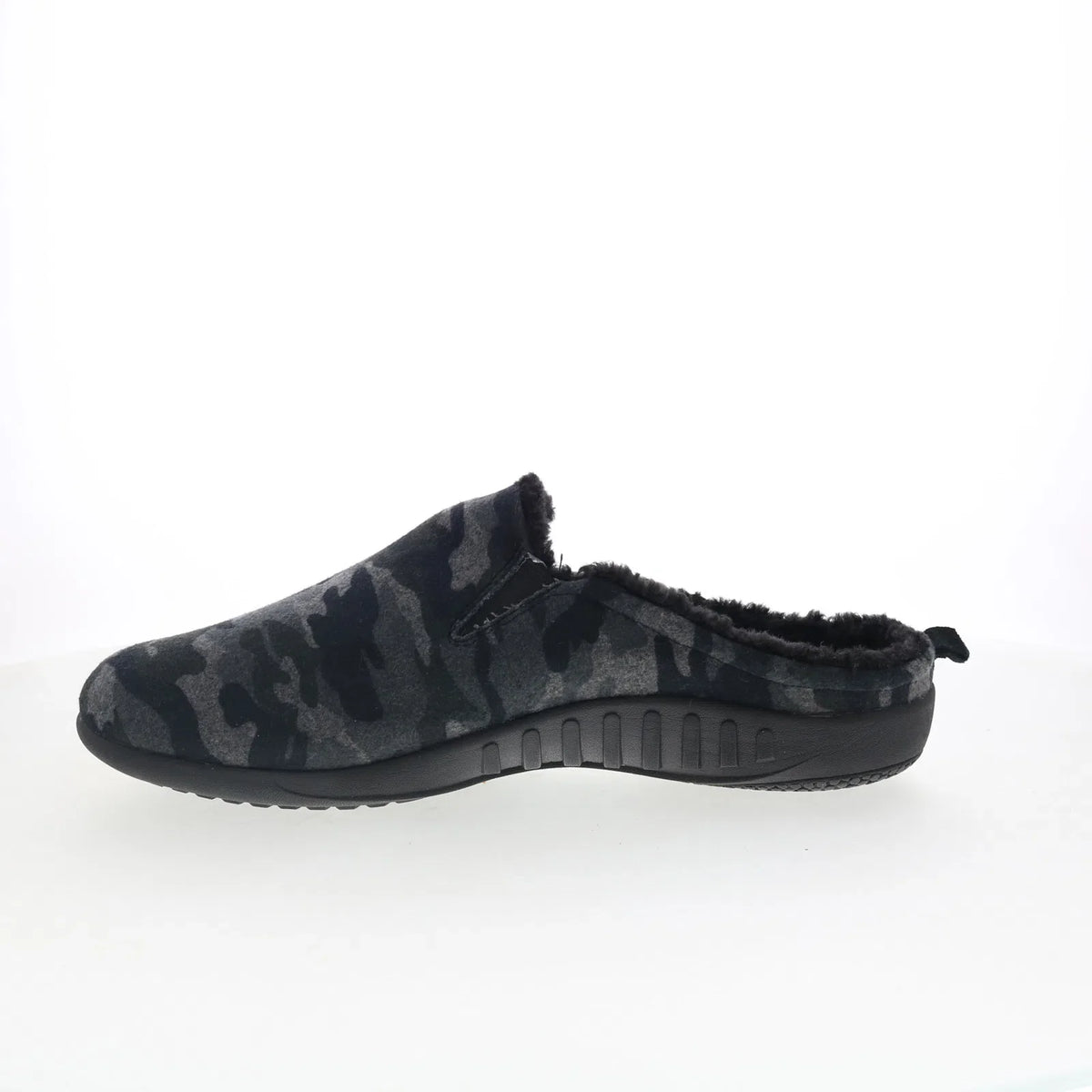 Spenco Dundee Wool SP2003BCM Mens Black Wide Suede Clogs Slippers Shoes