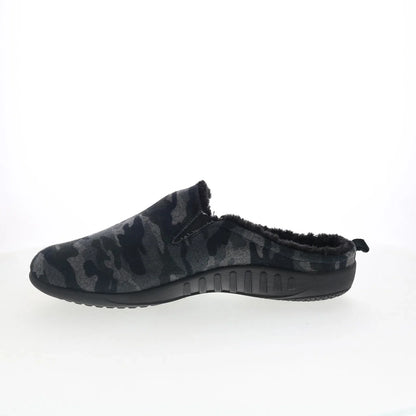 Spenco Dundee Wool SP2003BCM Mens Black Wide Suede Clogs Slippers Shoes