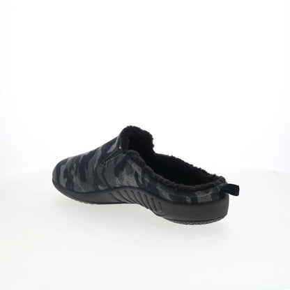 Spenco Dundee Wool SP2003BCM Mens Black Wide Suede Clogs Slippers Shoes