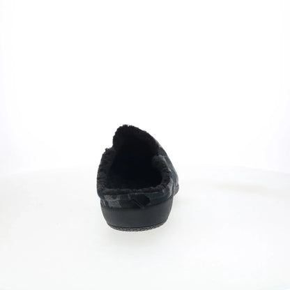 Spenco Dundee Wool SP2003BCM Mens Black Wide Suede Clogs Slippers Shoes