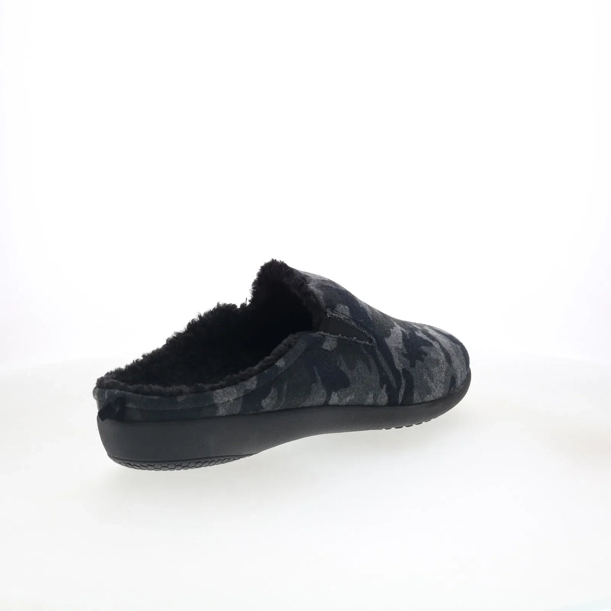 Spenco Dundee Wool SP2003BCM Mens Black Wide Suede Clogs Slippers Shoes