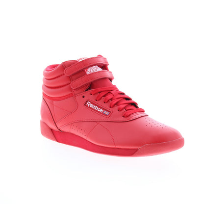 Reebok F/S HI Womens Red Leather Lace Up Lifestyle Sneakers Shoes