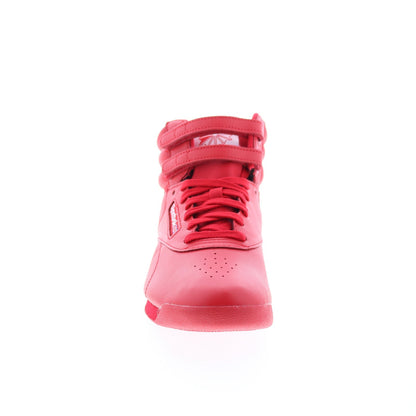 Reebok F/S HI Womens Red Leather Lace Up Lifestyle Sneakers Shoes