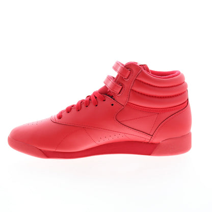 Reebok F/S HI Womens Red Leather Lace Up Lifestyle Sneakers Shoes