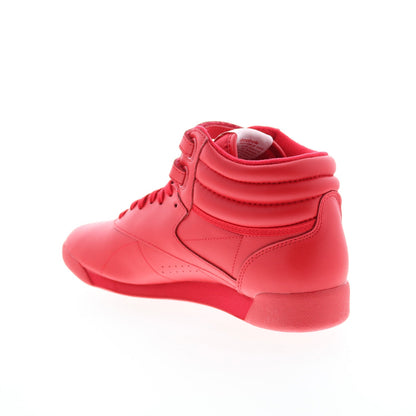 Reebok F/S HI Womens Red Leather Lace Up Lifestyle Sneakers Shoes