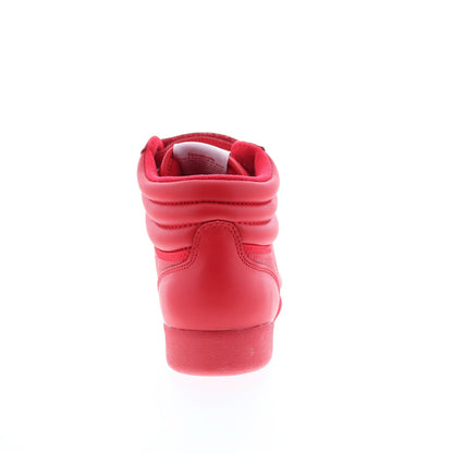 Reebok F/S HI Womens Red Leather Lace Up Lifestyle Sneakers Shoes