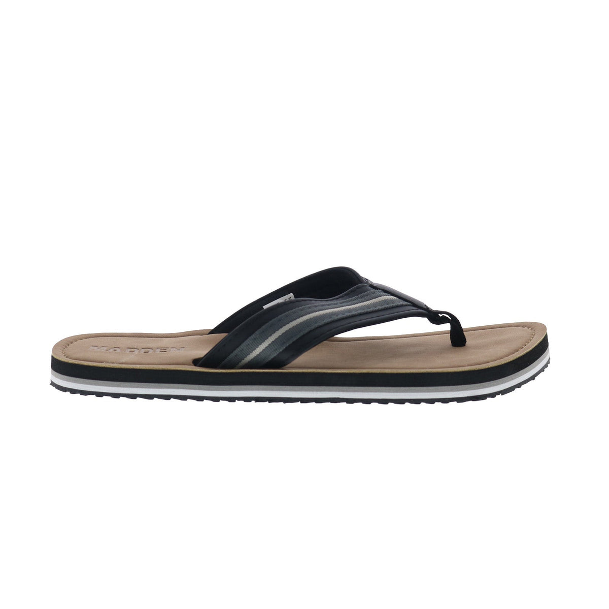 Steve Madden M-Briyce Mens Black Synthetic Slip On Flip-Flops Sandals Shoes