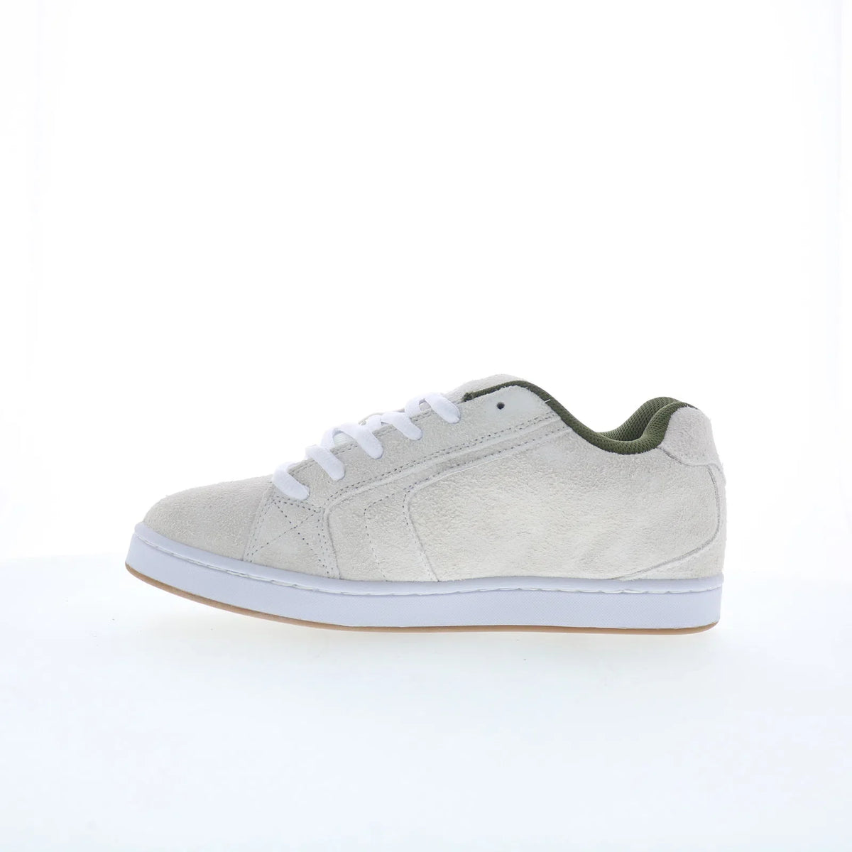 DC Net SE DC03260101-OWHGRN Mens White Suede Skate Inspired Sneakers Shoes