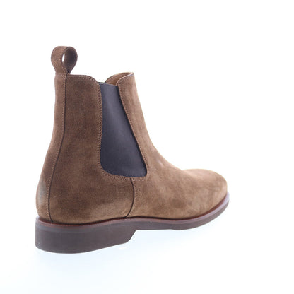 Pastori by Di Bianco Pertinax Suede Mens Brown Suede Slip On Chelsea Boots