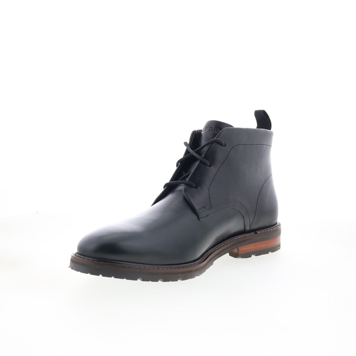 Rockport Caspe RMCASPE Mens Black Wide Leather Lace Up Chukkas Boots