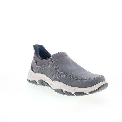 Rockport Reece Mens Gray Leather Slip On Lifestyle Sneakers Shoes