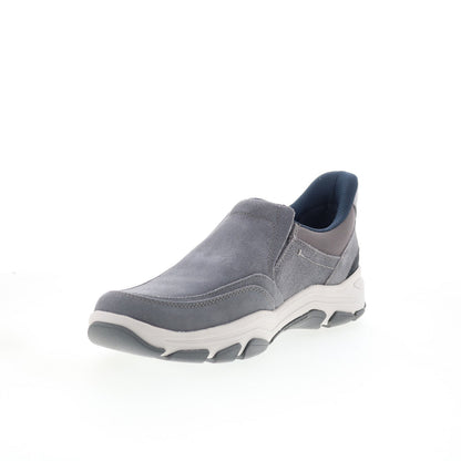 Rockport Reece Mens Gray Leather Slip On Lifestyle Sneakers Shoes