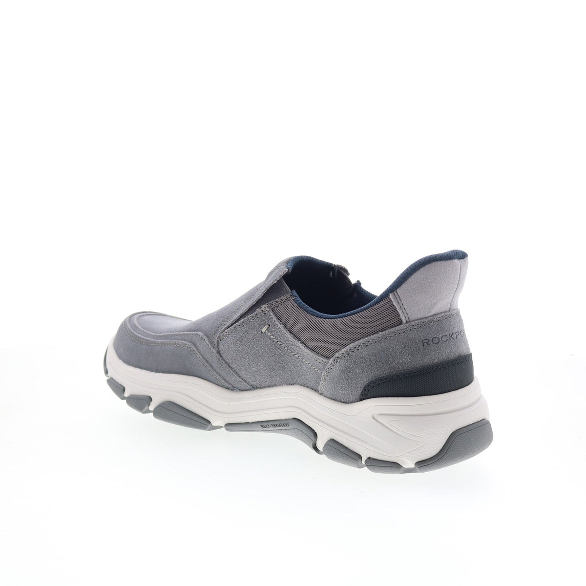 Rockport Reece Mens Gray Leather Slip On Lifestyle Sneakers Shoes