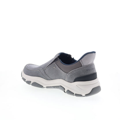 Rockport Reece Mens Gray Leather Slip On Lifestyle Sneakers Shoes