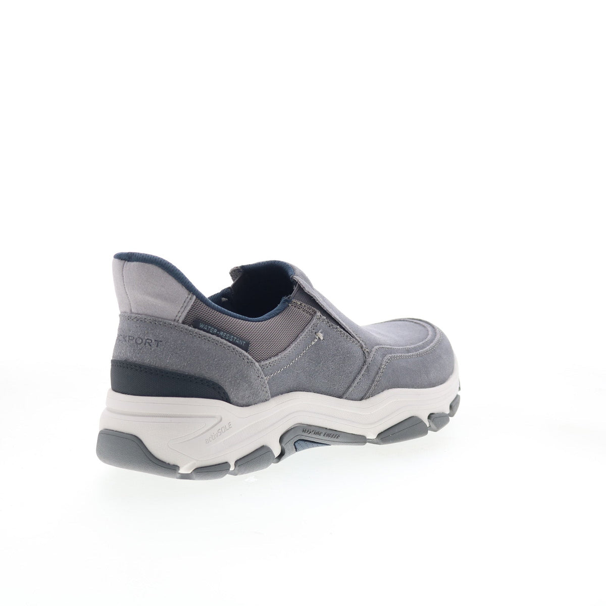 Rockport Reece Mens Gray Leather Slip On Lifestyle Sneakers Shoes