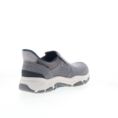 Rockport Reece Mens Gray Leather Slip On Lifestyle Sneakers Shoes