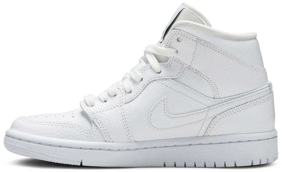 Nike Womens Air Jordan 1 Mid Sneakers - 'White Snakeskin'