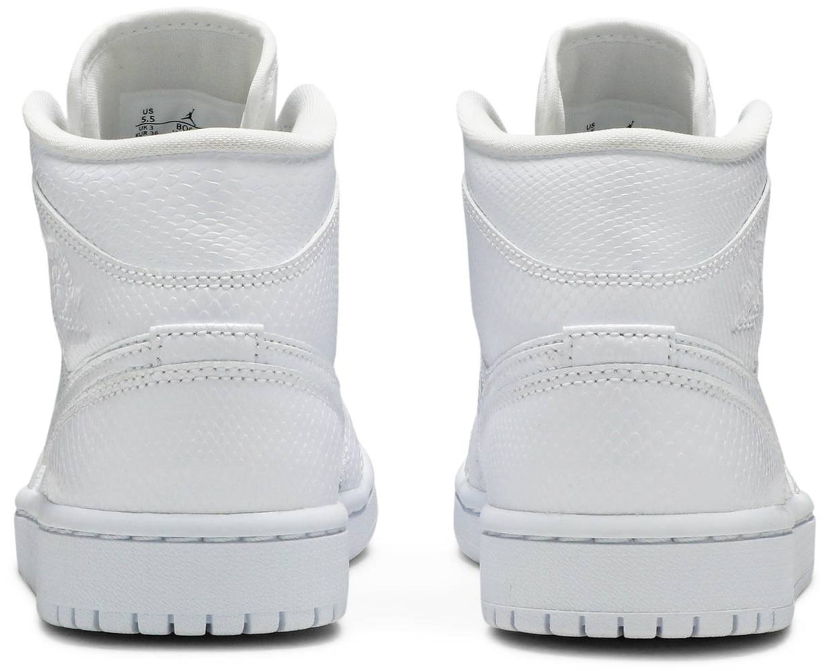 Nike Womens Air Jordan 1 Mid Sneakers - 'White Snakeskin'