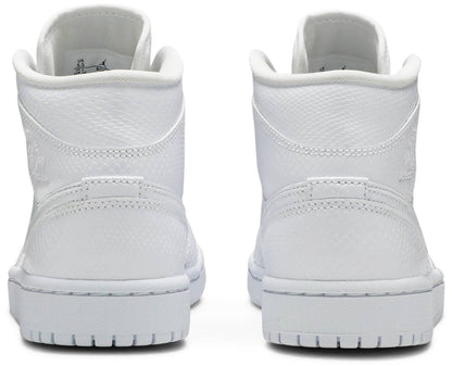 Nike Womens Air Jordan 1 Mid Sneakers - 'White Snakeskin'